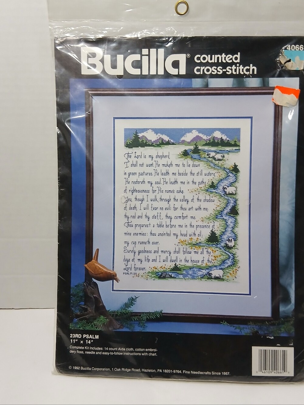 Bucilla Counted Cross Stitch Kit 23rd Psalm 40661 Bible Mountains VTG 1992
